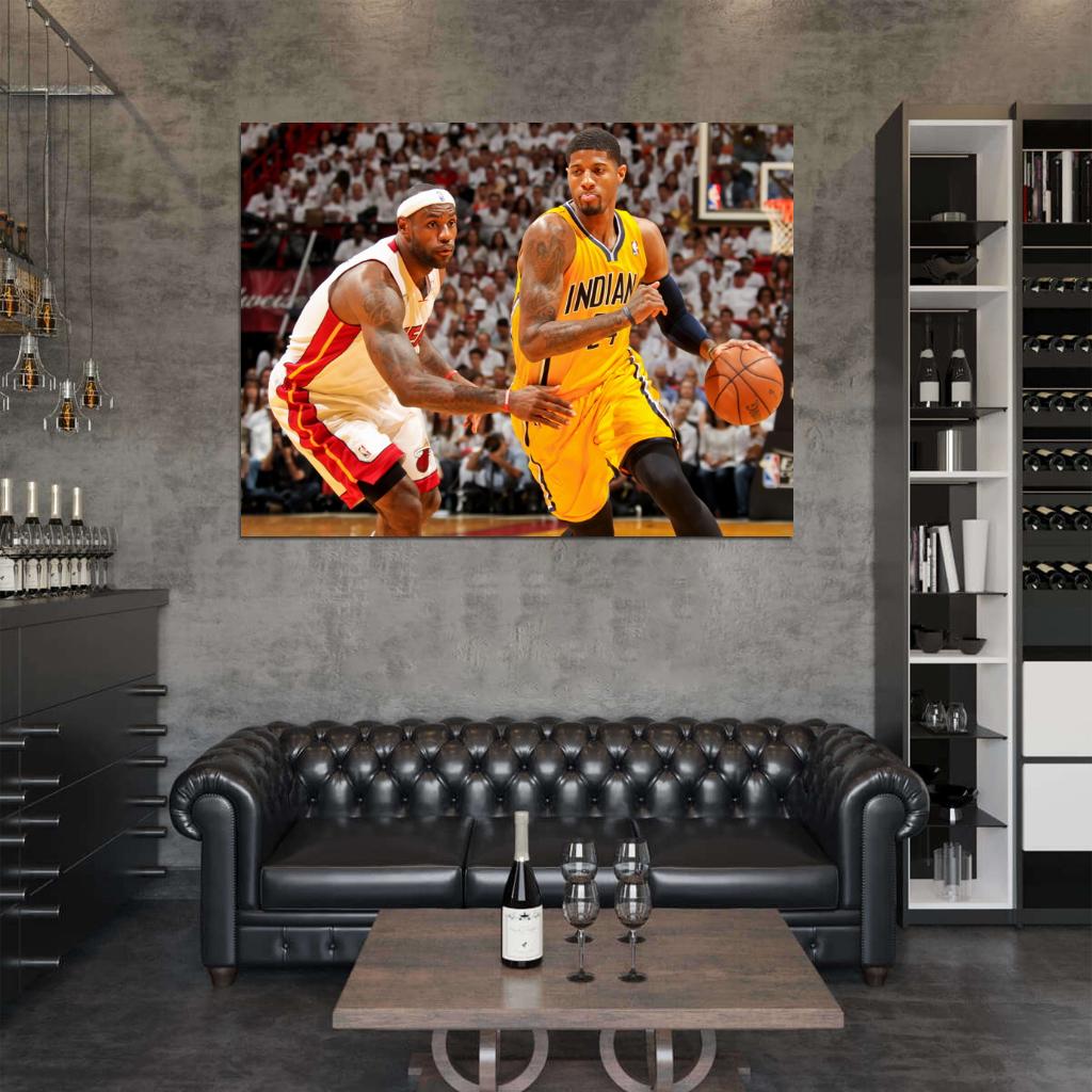 Paul George vs LeBron James Basketball Sport Wall Art Print Poster