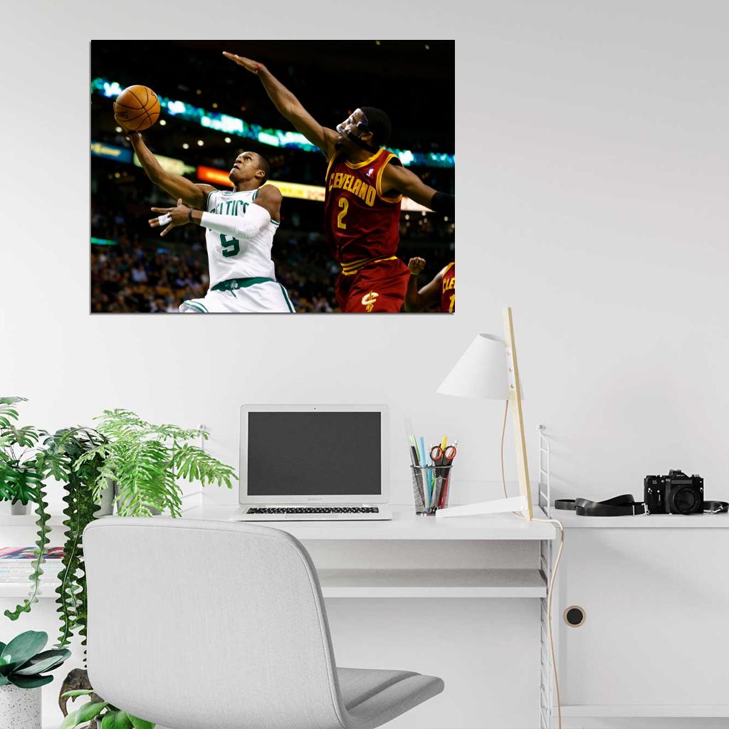 Rajon Rondo vs Kyrie Irving Basketball Sport Wall Art Print Poster