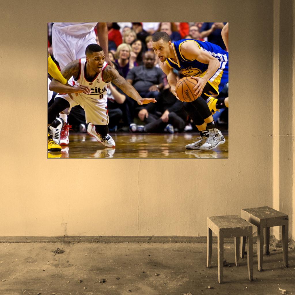 Stephen Curry Damian Lillard Basketball Sport Wall Art Print Poster