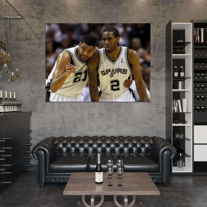 Tim Duncan Kawhi Leonard Basketball Sport Wall Art Print Poster