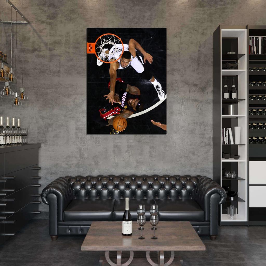 Tim Duncan vs LeBron James Basketball Sport Wall Art Print Poster