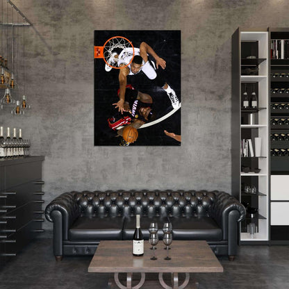 Tim Duncan vs LeBron James Basketball Sport Wall Art Print Poster