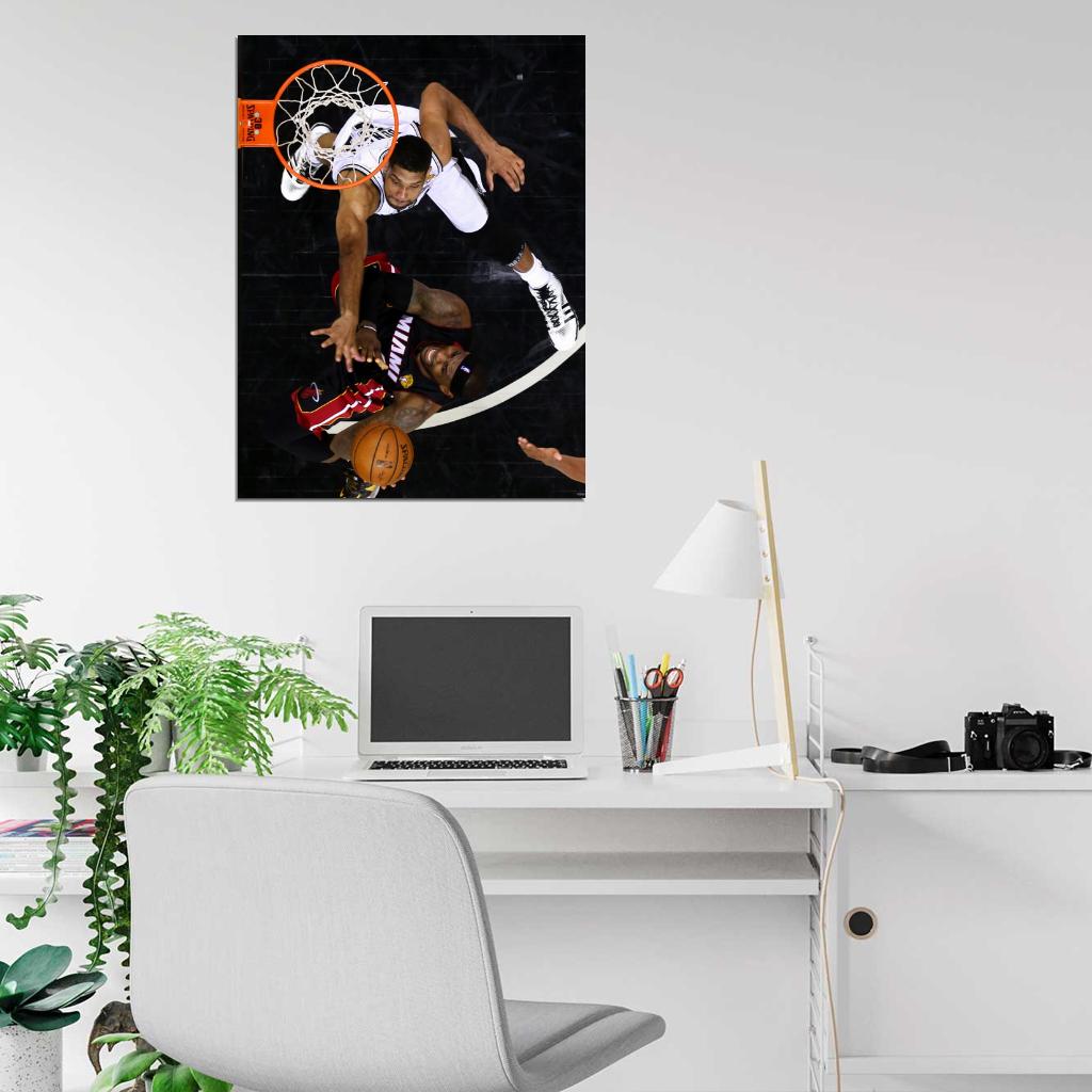 Tim Duncan vs LeBron James Basketball Sport Wall Art Print Poster