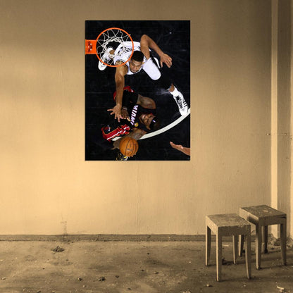 Tim Duncan vs LeBron James Basketball Sport Wall Art Print Poster