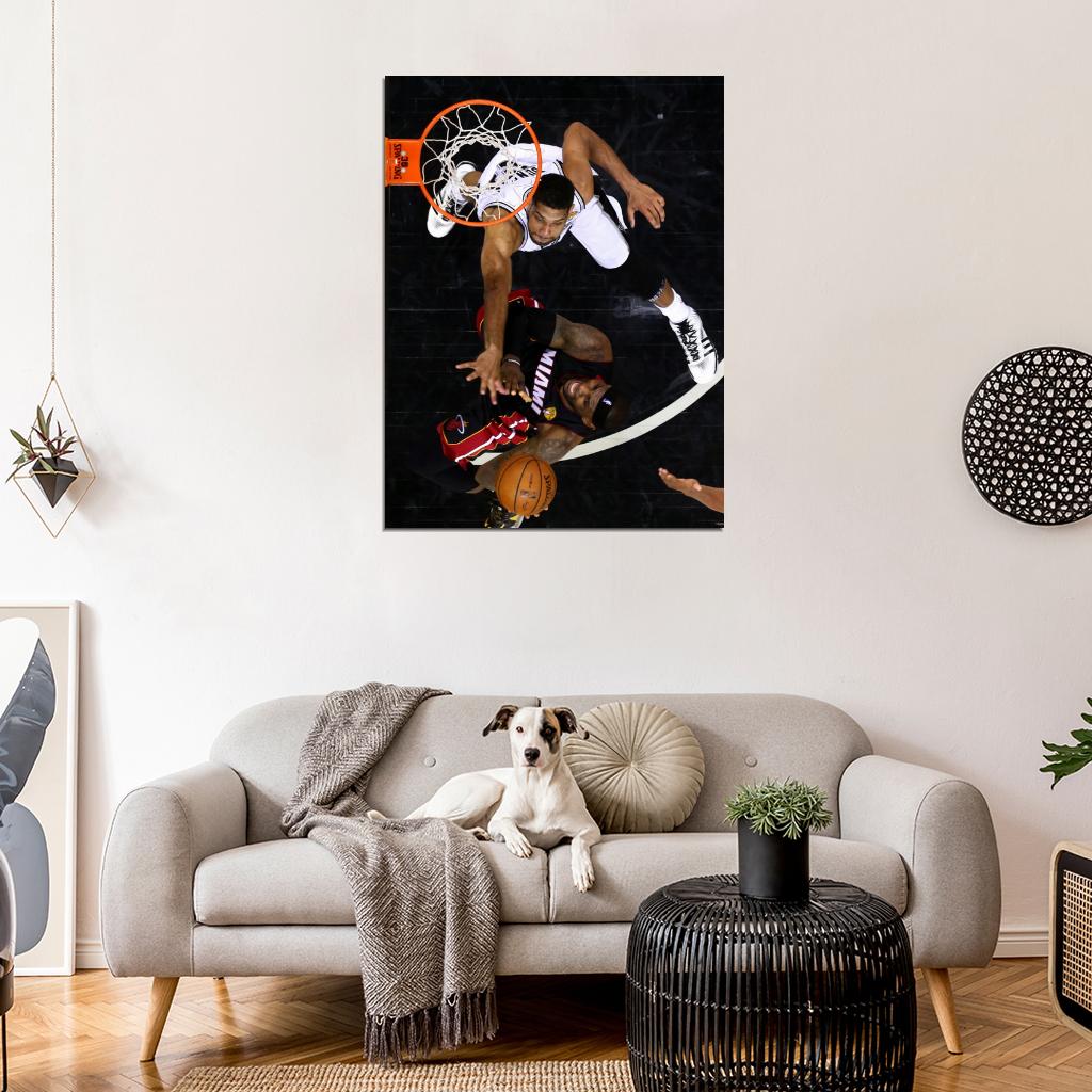 Tim Duncan vs LeBron James Basketball Sport Wall Art Print Poster