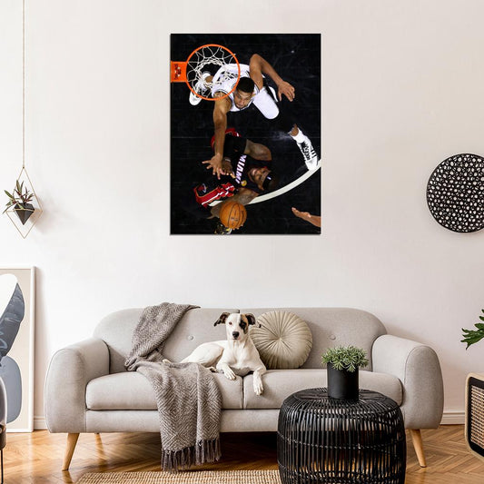 Tim Duncan vs LeBron James Basketball Sport Wall Art Print Poster