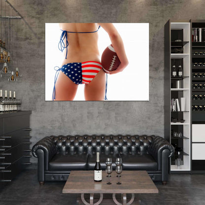 American Football Hot Butt Sexy Ass Panties Wall Art Print Poster