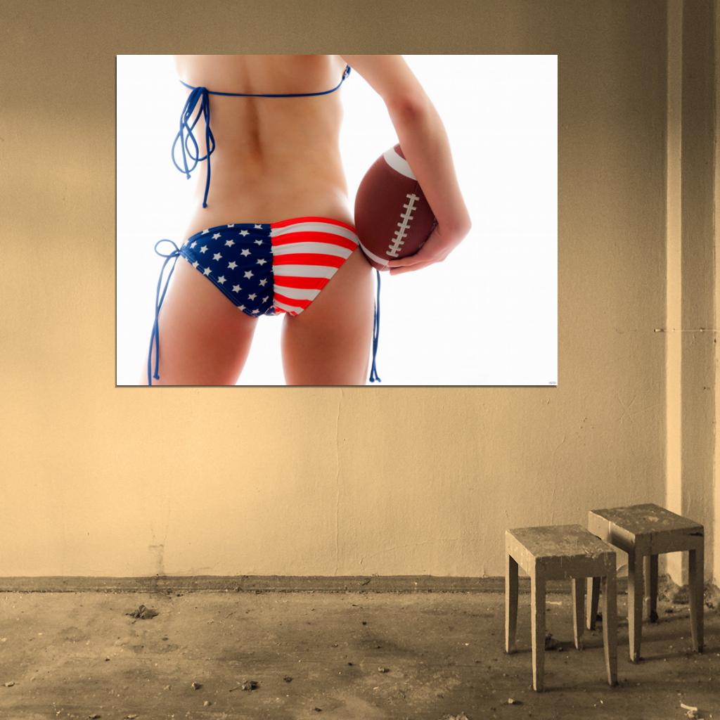 American Football Hot Butt Sexy Ass Panties Wall Art Print Poster