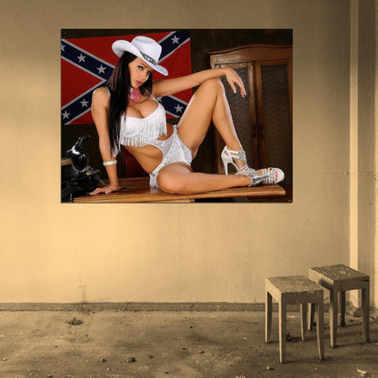 Aletta Ocean Hot Boobs Sexy Cowgirl Model Wall Art Print Poster