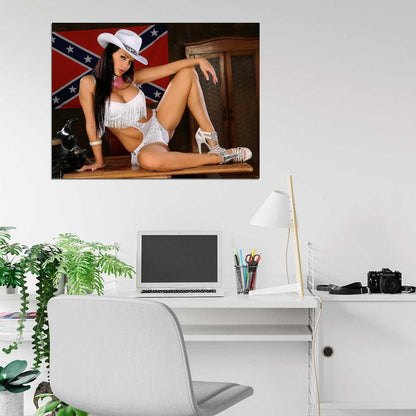 Aletta Ocean Hot Boobs Sexy Cowgirl Model Wall Art Print Poster