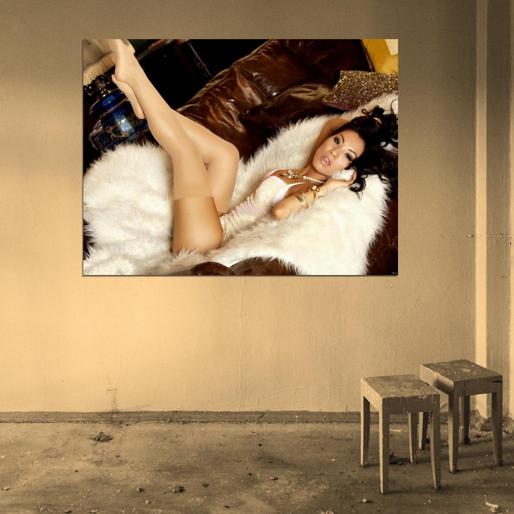 Asa Akira Stocking Beautiful Sexy Model Wall Art Print Poster