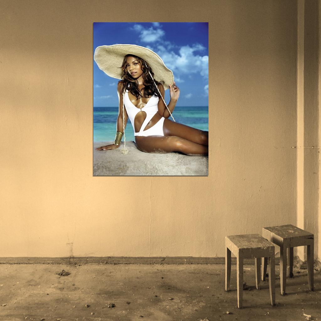 Ashanti Bikini Beach Hot Model Singer Wall Art Print Poster