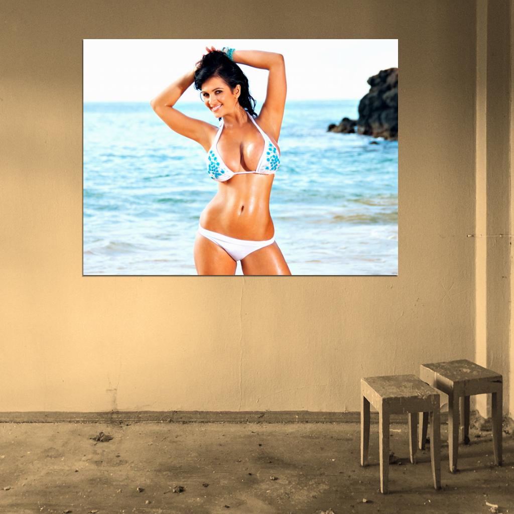Denise Milani Bikini Beach Boobs Sexy Model Wall Art Print Poster
