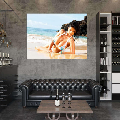Denise Milani Beach Sexy Hot Boobs Model Wall Art Print Poster