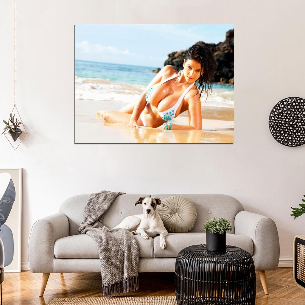 Denise Milani Beach Sexy Hot Boobs Model Wall Art Print Poster