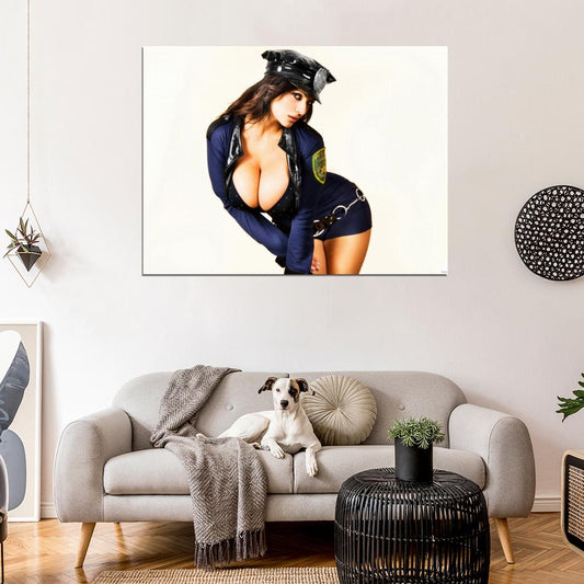Denise Milani Police Woman Tits Sexy Hot Model Wall Art Print Poster