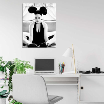 Christina Ricci Cute Mouse Actress Vintage BW Wall Art Print Poster