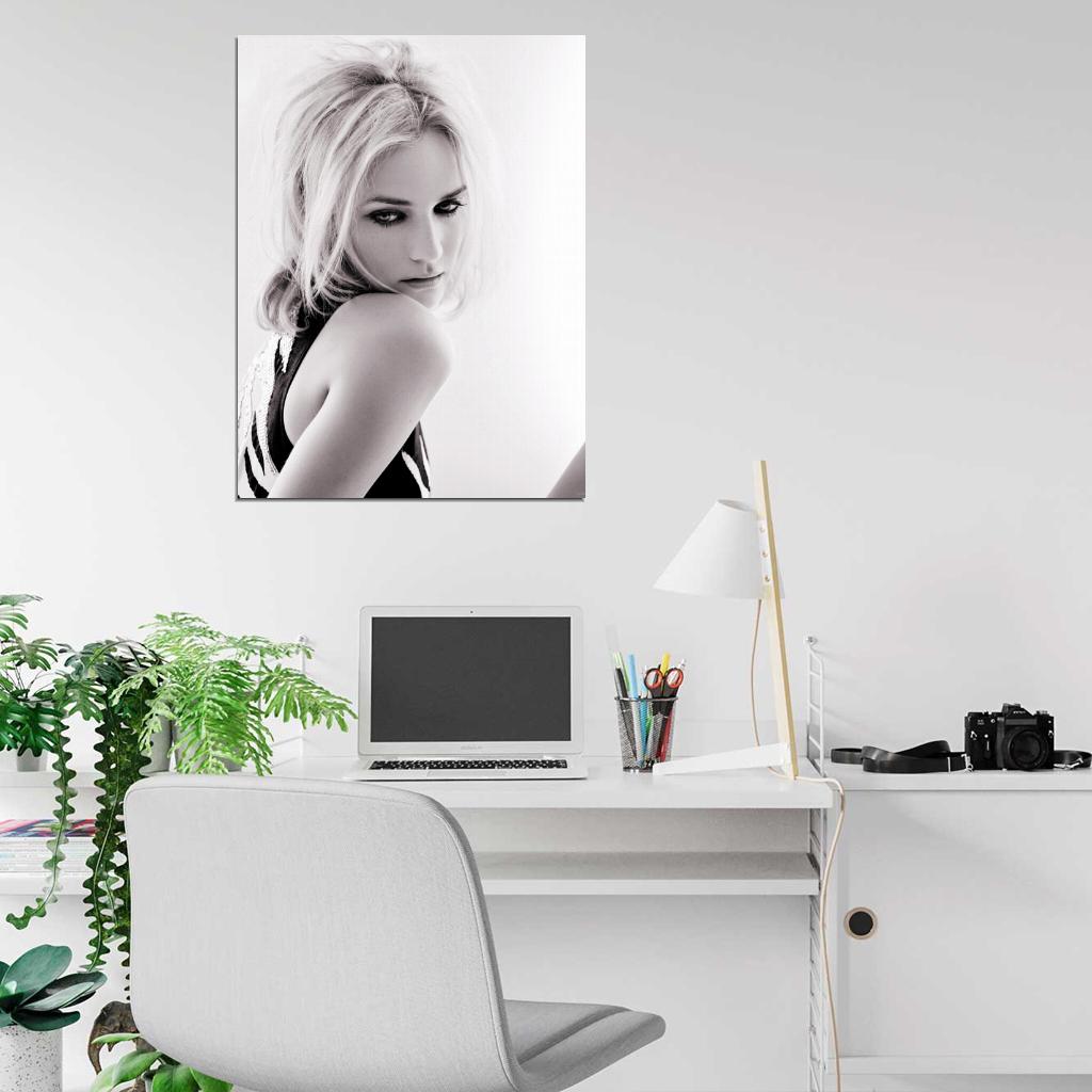 Diane Kruger Beautiful Portrait Actress BW Wall Art Print Poster