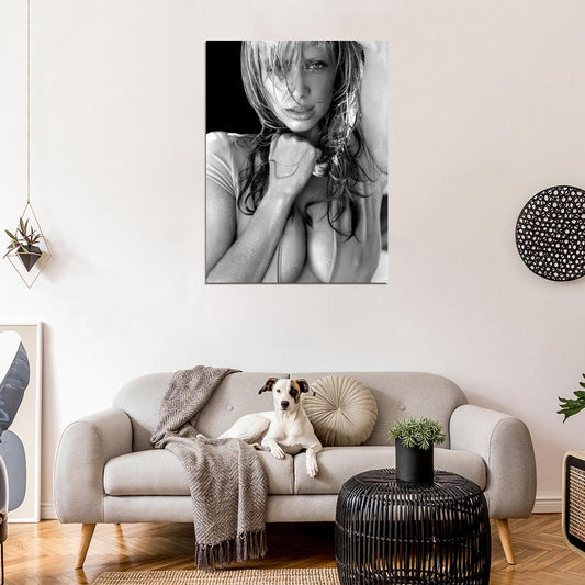 Dylan Penn Sexy Wet Hot Boobs Actress Model BW Wall Art Print Poster