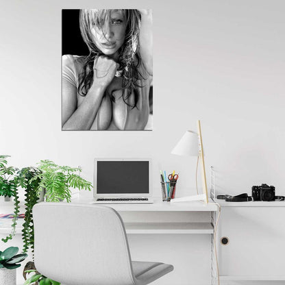 Dylan Penn Sexy Wet Hot Boobs Actress Model BW Wall Art Print Poster