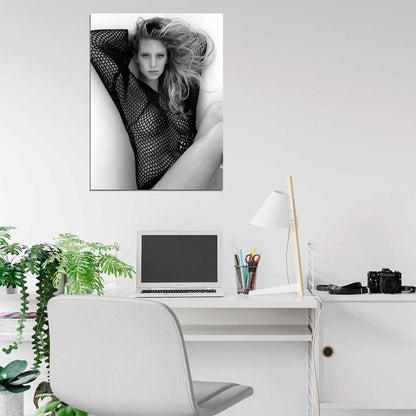 Dylan Penn Sexy Hot Boobs Actress Model BW Wall Art Print Poster