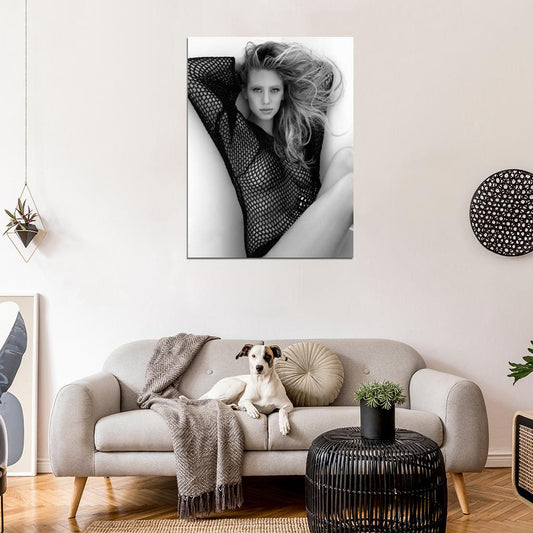 Dylan Penn Sexy Hot Boobs Actress Model BW Wall Art Print Poster