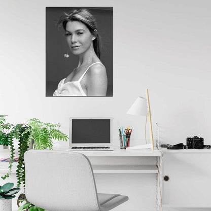 Ellen Pompeo Beautiful Portrait Actress BW Wall Art Print Poster