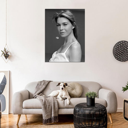 Ellen Pompeo Beautiful Portrait Actress BW Wall Art Print Poster