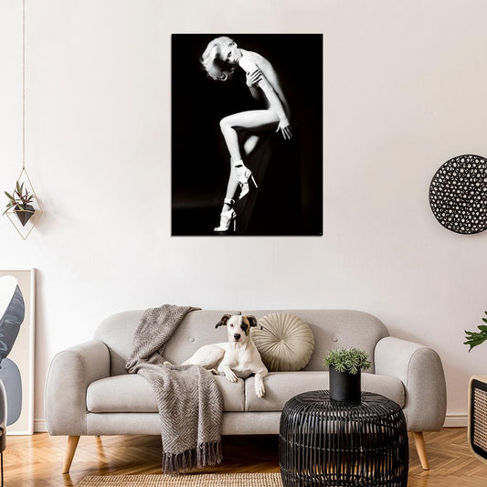 January Jones Sexy Nude Actress Model BW Wall Art Print Poster