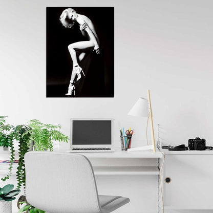 January Jones Sexy Nude Actress Model BW Wall Art Print Poster
