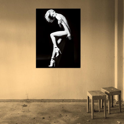 January Jones Sexy Nude Actress Model BW Wall Art Print Poster