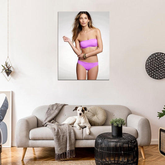 Lily Aldridge Sexy Pink Bikini Model Wall Art Print Poster
