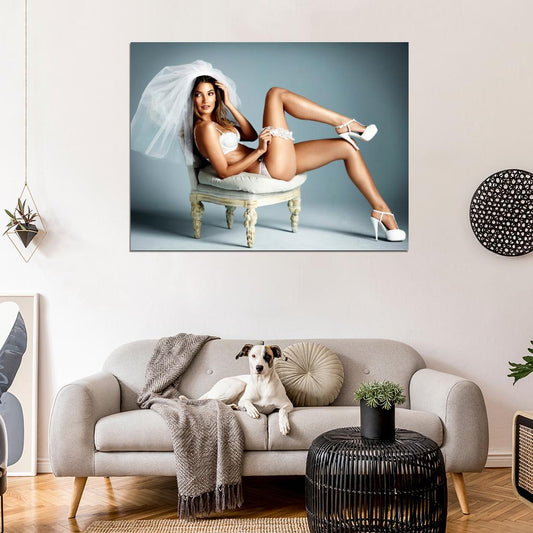 Lily Aldridge Sexy Lingerie Bride Model Wall Art Print Poster