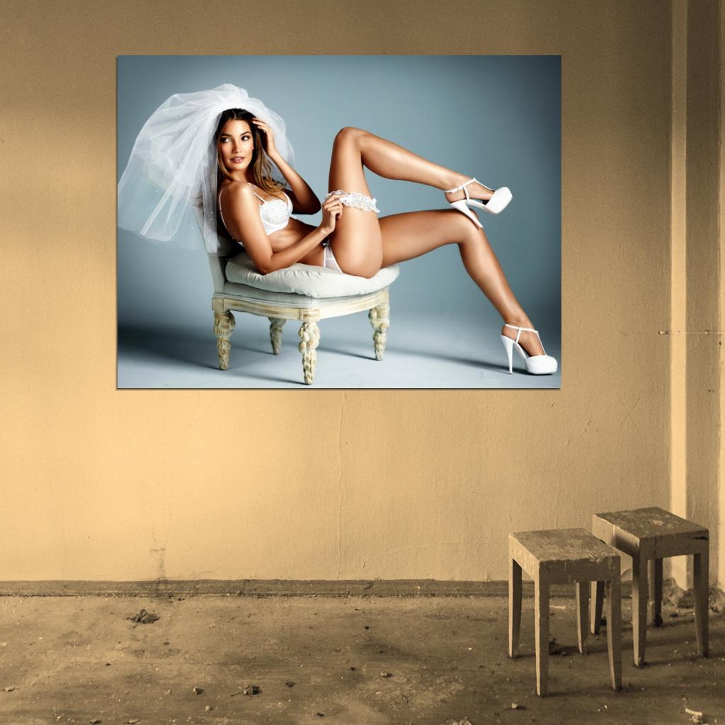 Lily Aldridge Sexy Lingerie Bride Model Wall Art Print Poster