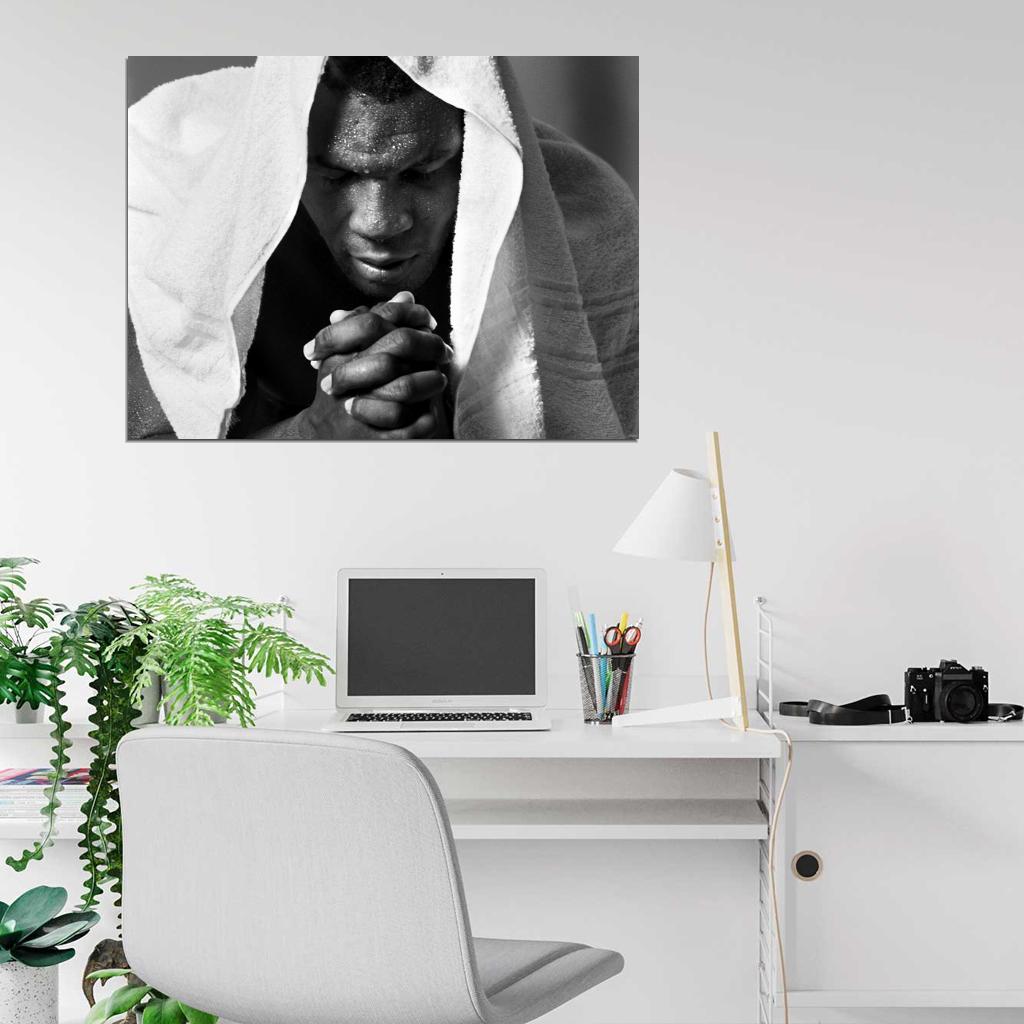 Mike Tyson Portrait Boxer BW Wall Art Print Poster