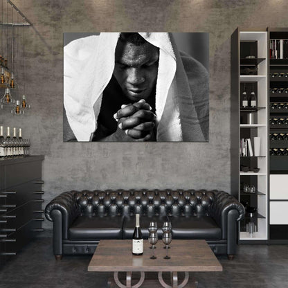 Mike Tyson Portrait Boxer BW Wall Art Print Poster