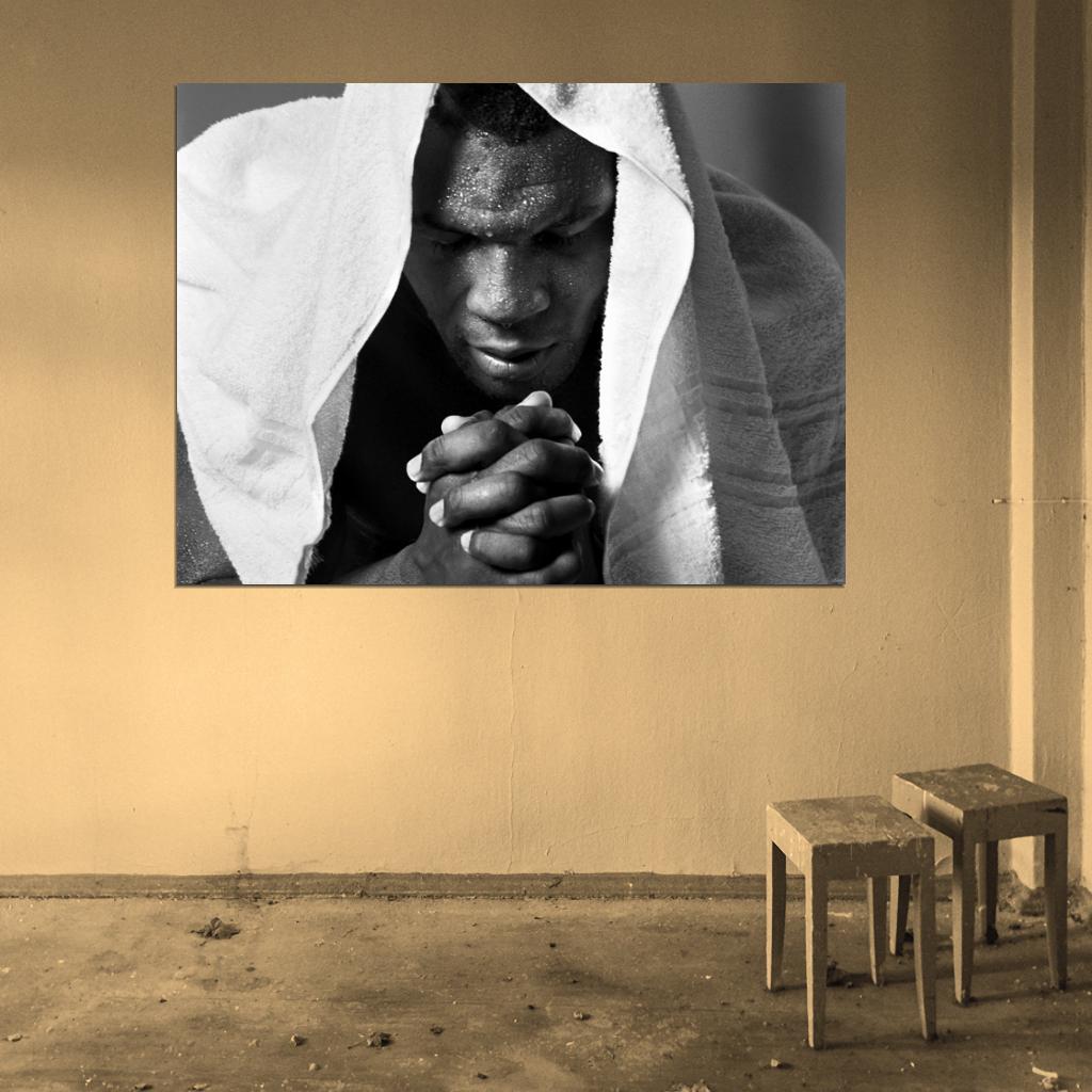 Mike Tyson Portrait Boxer BW Wall Art Print Poster