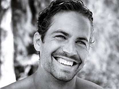Paul Walker Cute Smile Portrait Actor BW Wall Art Print Poster