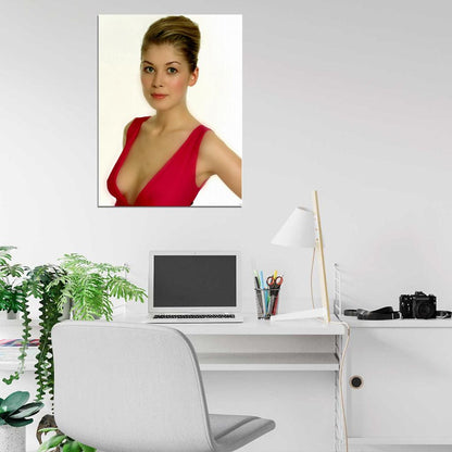 Rosamund Pike Cute Portrait Sexy Tits Actress Wall Art Print Poster