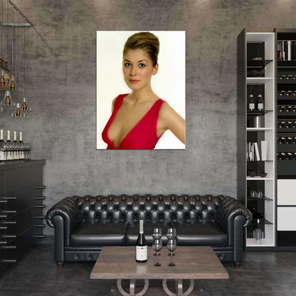Rosamund Pike Cute Portrait Sexy Tits Actress Wall Art Print Poster