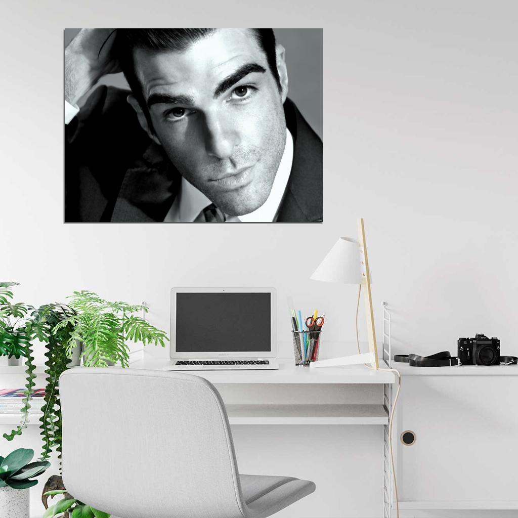 Zachary Quinto Beautiful Portrait Actor BW Wall Art Print Poster