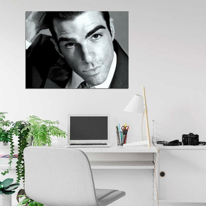 Zachary Quinto Beautiful Portrait Actor BW Wall Art Print Poster