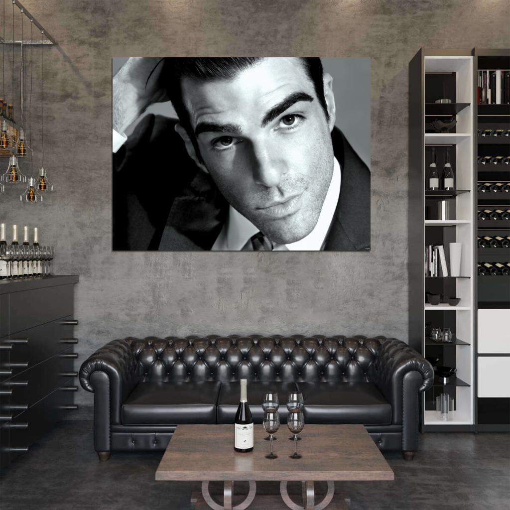 Zachary Quinto Beautiful Portrait Actor BW Wall Art Print Poster