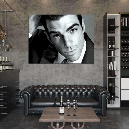 Zachary Quinto Beautiful Portrait Actor BW Wall Art Print Poster