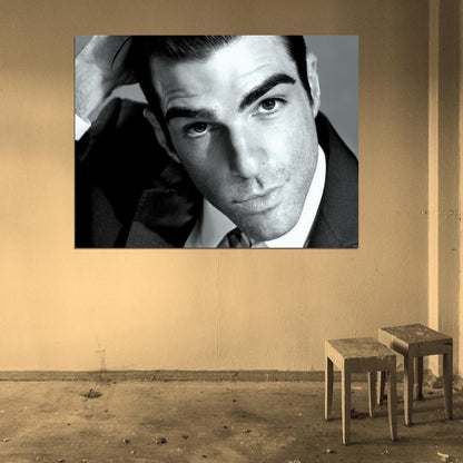 Zachary Quinto Beautiful Portrait Actor BW Wall Art Print Poster