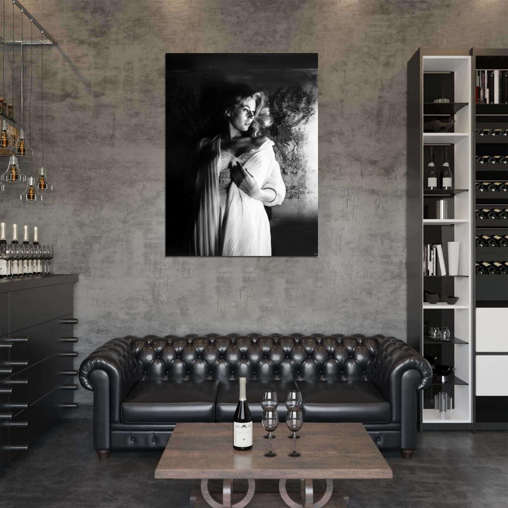 Anita Ekberg Actress Old Retro Vintage BW Wall Art Print Poster