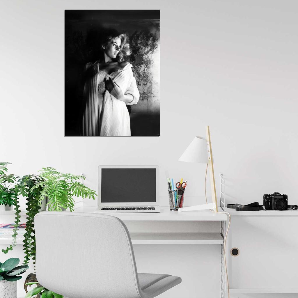Anita Ekberg Actress Old Retro Vintage BW Wall Art Print Poster