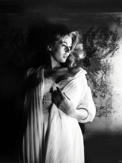Anita Ekberg Actress Old Retro Vintage BW Wall Art Print Poster