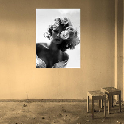 Anita Ekberg Actress Old Retro Vintage BW Wall Art Print Poster