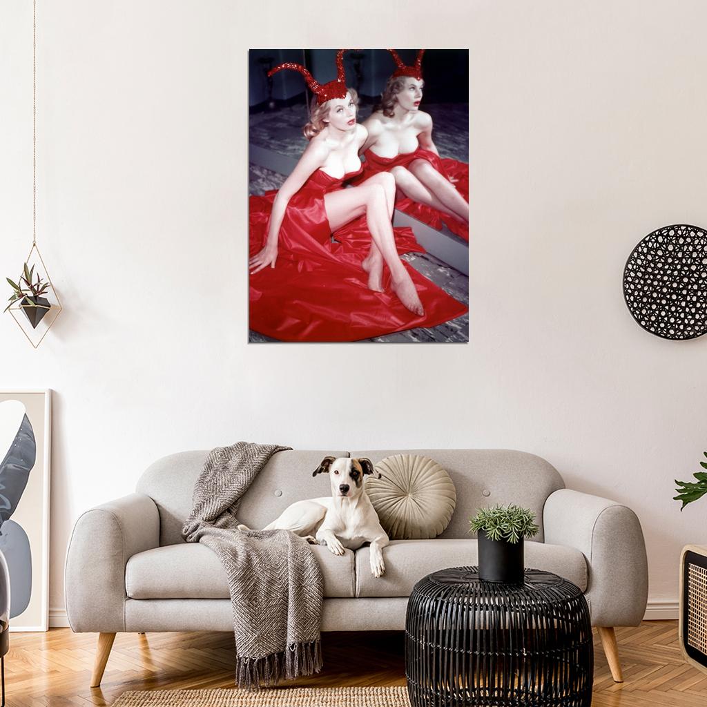 Anita Ekberg Actress Red Old Retro Vintage Wall Art Print Poster